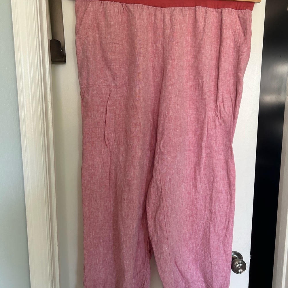 Lands' End Red Linen Blend Trousers